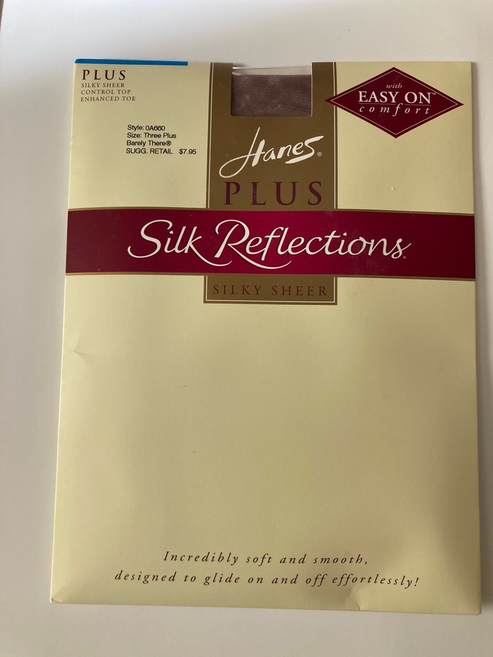 Hanes PLUS Silky Reflections Silky Sheer Control Top Pantyhose. Size 3 Plus.